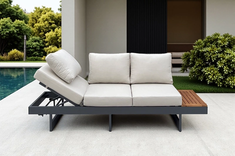 Teak Wood Aluminum Frame Garden Sofa