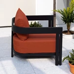 RH Red Fabric Aluminum Sofa