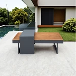 Teak Wood Aluminum Frame Garden Sofa