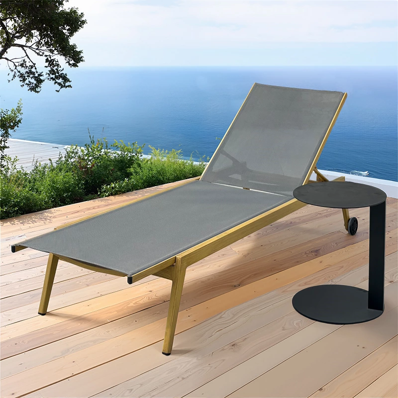 Aluminum Grey Mesh Sun Loungers